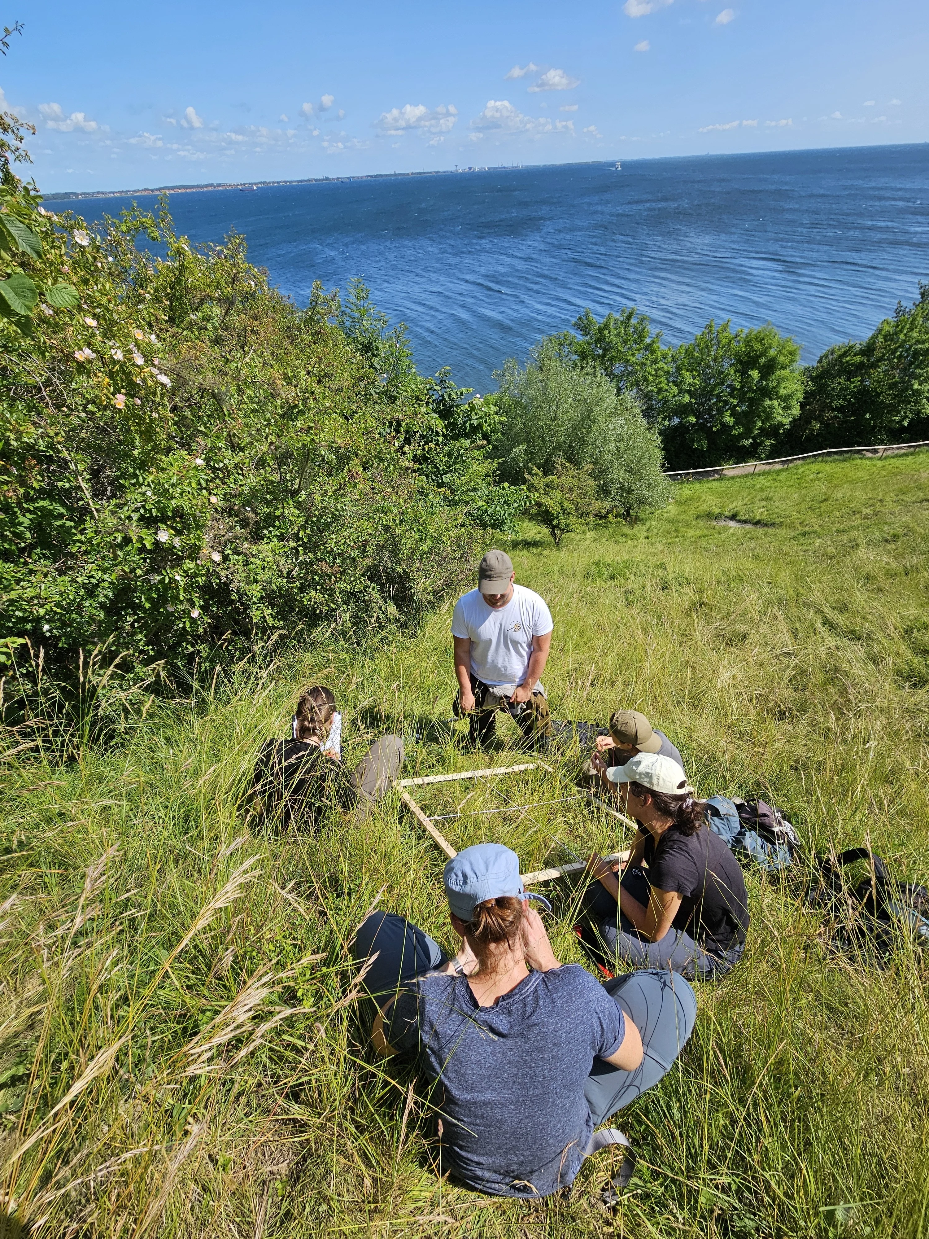 A group of masters students in the field