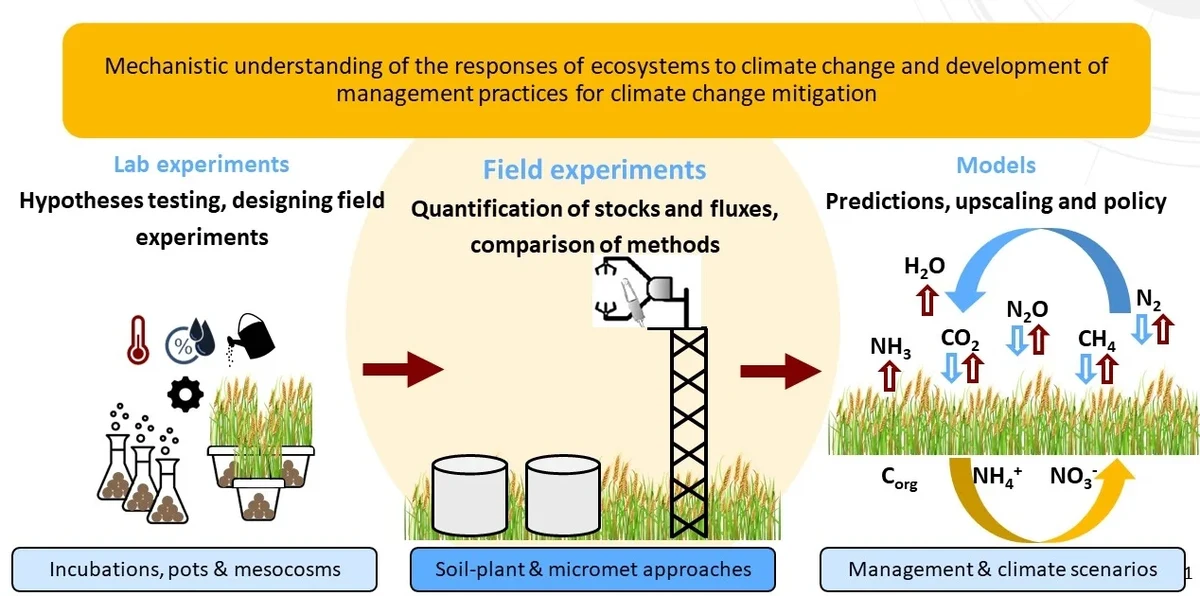 Eine Wissenschaftlerin und ein Wissenschaftler arbeiten hinter einer Glasfassade und mischen Chemikalien mit Großgeräten.