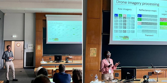 NamTip remote sensing PhD students Florian Männer and Vistorina Amputu present forage quality models with hyperspectral data and show how accurately drone technology maps arid pastures.